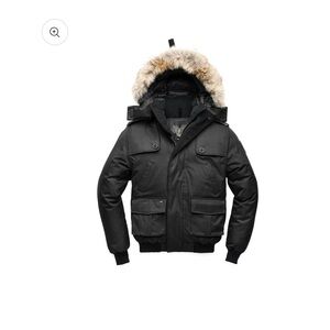Men's Black Fur-Trimmed Hooded Puffer Jacket
